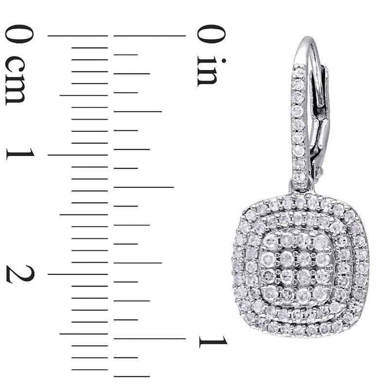 Main Image 3 of 1 CT. T.W. Composite Diamond Double Cushion Frame Drop Earrings in Sterling Silver