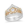 Thumbnail Image 1 of Enchanted Disney Cinderella 3/4 CT. T.W. Diamond Crown Bridal Set in 14K Two-Tone Gold