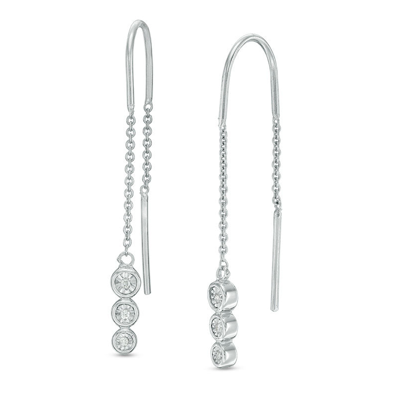 Diamond Accent Three Stone Threader Earrings in Sterling Silver | Zales ...