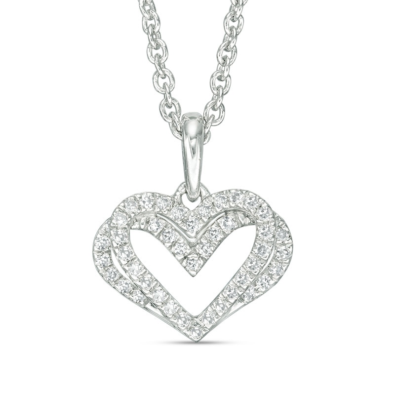 Main Image 1 of The Kindred Heart from Vera Wang Love Collection 1/10 CT. T.W. Diamond Mini Pendant in Sterling Silver - 19&quot;