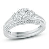 Thumbnail Image 1 of 1/4 CT. T.W. Diamond Frame Tri-Sides Bridal Set in Sterling Silver