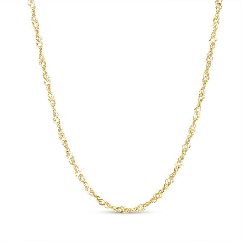 Main Image 1 of 025 Gauge Diamond-Cut Singapore Chain Necklace in 14K Gold - 18&quot;