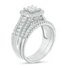 Thumbnail Image 2 of Quad Princess-Cut Lab-Created White Sapphire Frame Bridal Set in Sterling Silver