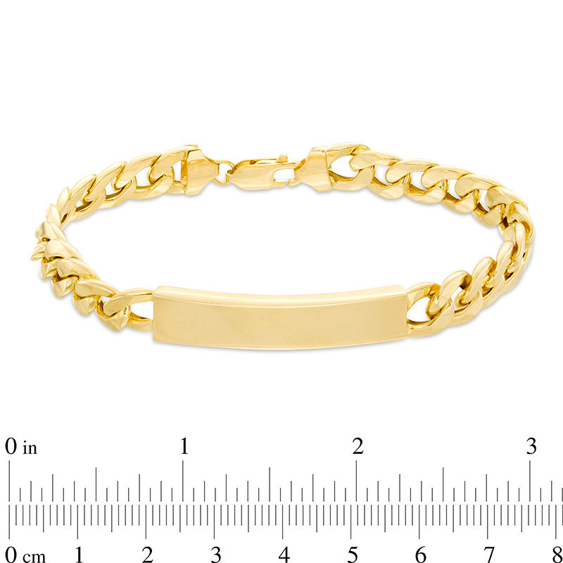 14k Yellow Gold Curb Link Mens ID Bracelet, 8.5