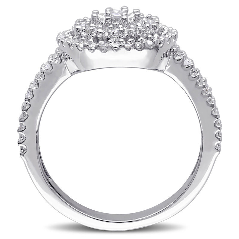 Main Image 3 of 1/5 CT. T.W. Composite Diamond Frame Promise Ring in Sterling Silver