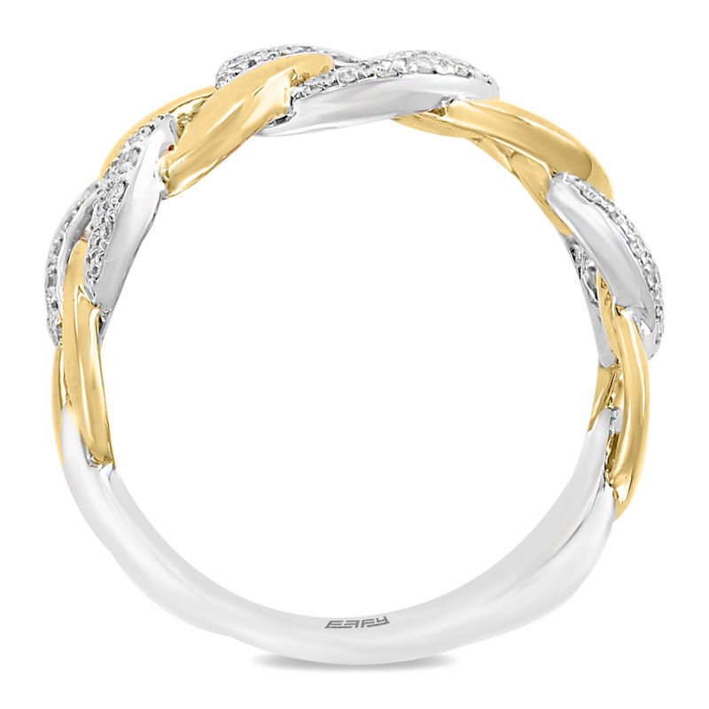 Main Image 3 of EFFY™ Collection 1/3 CT. T.W. Diamond Chain Link Ring in 14K Two-Tone Gold