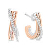 Thumbnail Image 1 of EFFY™ Collection 3/8 CT. T.W. Diamond Criss-Cross J-Hoop Earrings in 14K Two-Tone Gold