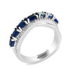 Thumbnail Image 2 of EFFY™ Collection Oval Blue Sapphire and 1/8 CT. T.W. Diamond Seven Stone Ring in 14K White Gold