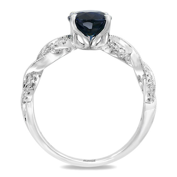 EFFY™ Collection Oval Blue Sapphire and 1/5 CT. T.W. Diamond Twist ...