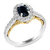 Thumbnail Image 1 of EFFY™ Collection Oval Blue Sapphire and 1/2 CT. T.W. Diamond Frame Vintage-Style Ring in 14K Two-Tone Gold