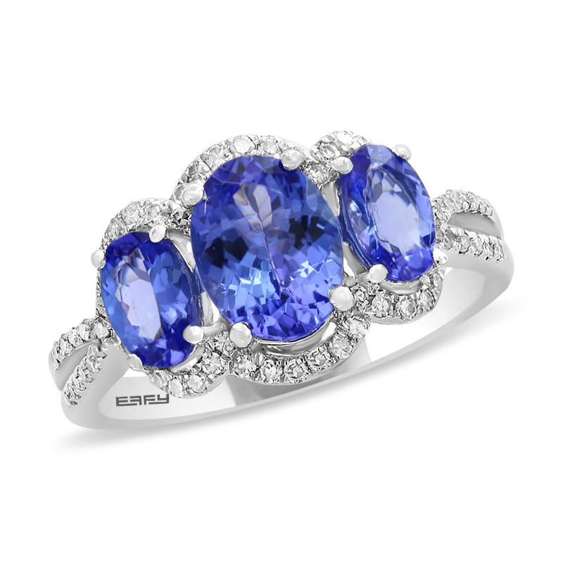 EFFY™ Collection Oval Tanzanite and 1/4 CT. T.W. Diamond Frame Three ...