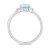 Thumbnail Image 2 of EFFY™ Collection Oval Aquamarine and 1/8 CT. T.W. Diamond Ring in 14K White Gold
