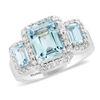 Thumbnail Image 1 of EFFY™ Collection Emerald-Cut Aquamarine and 3/8 CT. T.W. Diamond Frame Three Stone Ring in 14K White Gold