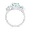 Thumbnail Image 3 of EFFY™ Collection Emerald-Cut Aquamarine and 3/8 CT. T.W. Diamond Frame Three Stone Ring in 14K White Gold