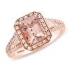 Thumbnail Image 1 of EFFY™ Collection Emerald-Cut Morganite and 1/3 CT. T.W. Diamond Frame Split Shank Ring in 14K Rose Gold