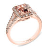 Thumbnail Image 2 of EFFY™ Collection Emerald-Cut Morganite and 1/3 CT. T.W. Diamond Frame Split Shank Ring in 14K Rose Gold