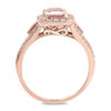 Thumbnail Image 3 of EFFY™ Collection Emerald-Cut Morganite and 1/3 CT. T.W. Diamond Frame Split Shank Ring in 14K Rose Gold