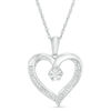 Thumbnail Image 1 of Diamond Accent Beaded Heart Pendant in Sterling Silver