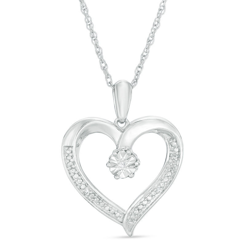 Diamond Accent Beaded Heart Pendant in Sterling Silver | Zales Outlet