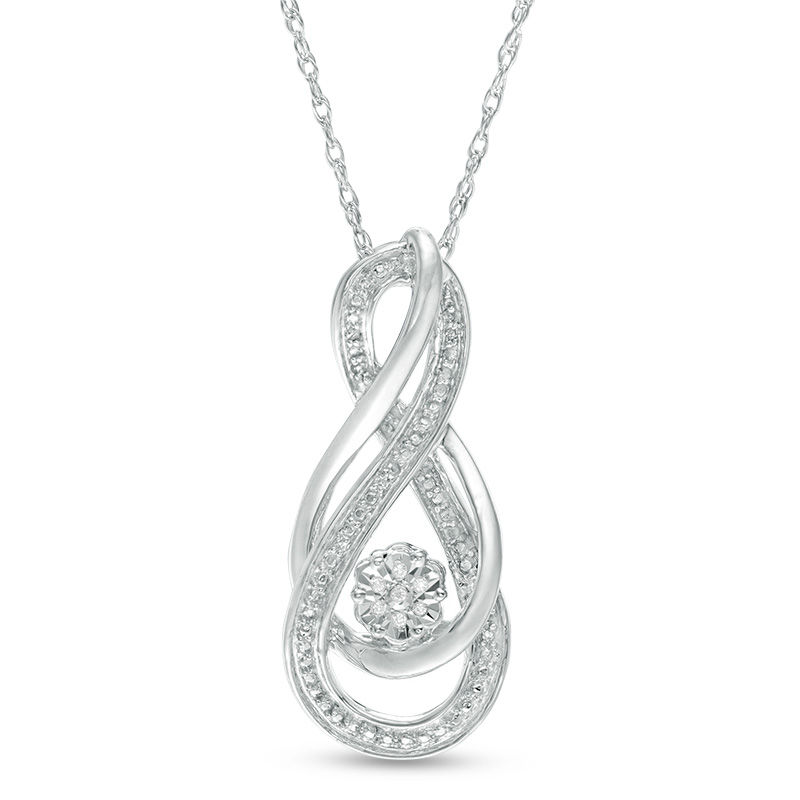 Main Image 1 of Diamond Accent Intertwining Infinity Pendant in Sterling Silver