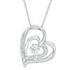 Thumbnail Image 1 of Diamond Accent Tilted Double Heart Pendant in Sterling Silver