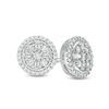 Thumbnail Image 1 of 1/3 CT. T.W. Baguette and Round Composite Diamond Frame Stud Earrings in 10K White Gold