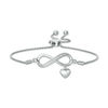 Thumbnail Image 1 of Diamond Accent Infinity and Heart Charm Bolo Bracelet in Sterling Silver - 9.5&quot;