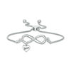 Thumbnail Image 2 of Diamond Accent Infinity and Heart Charm Bolo Bracelet in Sterling Silver - 9.5&quot;