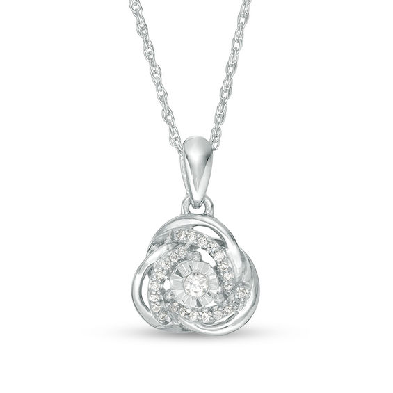 1/10 CT. T.W. Diamond Love Knot Pendant in Sterling Silver | Zales Outlet