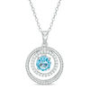 Thumbnail Image 0 of 6.0mm Swiss Blue Topaz and Lab-Created White Sapphire Pendant in Sterling Silver