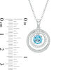 Thumbnail Image 1 of 6.0mm Swiss Blue Topaz and Lab-Created White Sapphire Pendant in Sterling Silver