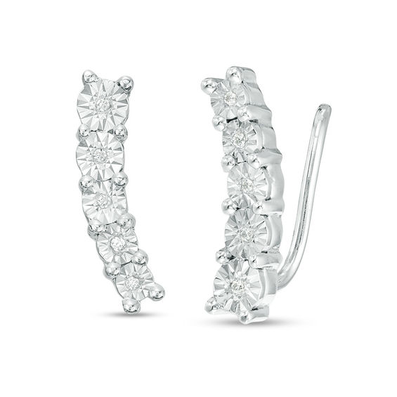 Diamond Accent Curved Crawler Earrings 