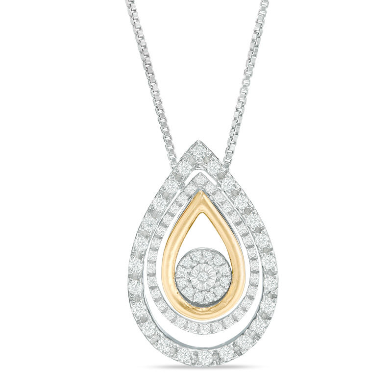 Convertibilities 1/5 CT. T.W. Diamond Teardrop Pendant in Sterling Silver and 10K Gold