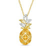 Thumbnail Image 0 of Citrine and Lab-Created White Sapphire Pineapple Pendant in Sterling Silver with 14K Gold Plate