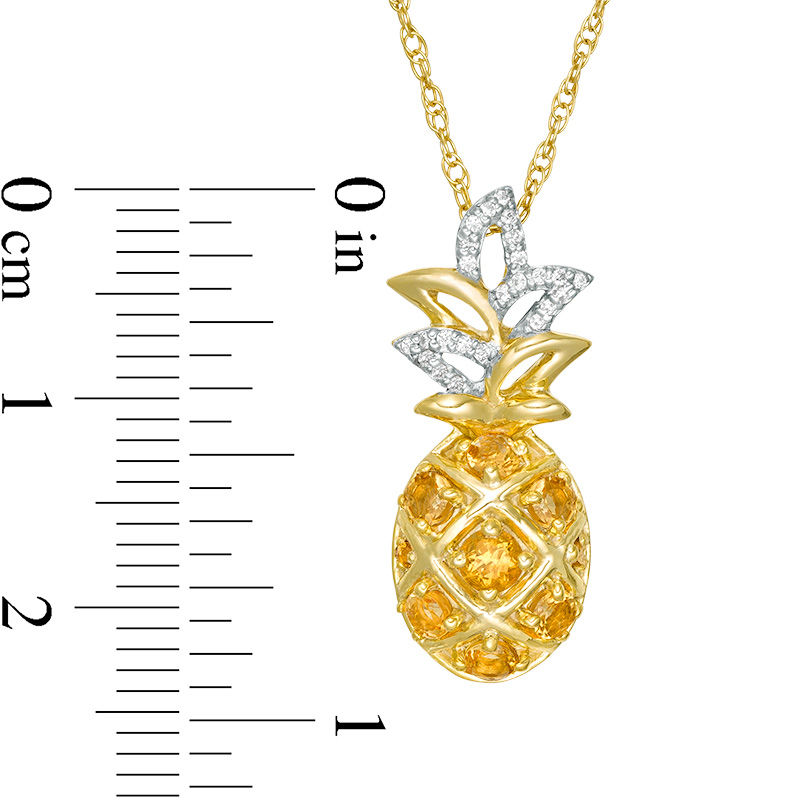 Citrine and Lab-Created White Sapphire Pineapple Pendant in Sterling Silver with 14K Gold Plate