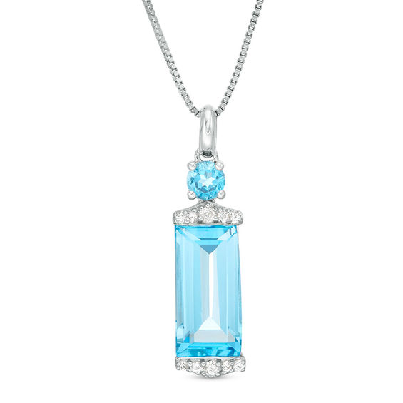 Baguette London and Swiss Blue Topaz with Lab-Created White Sapphire ...