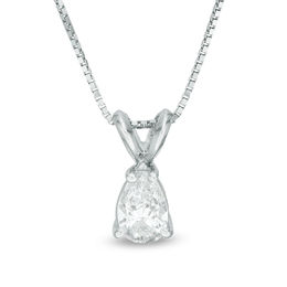 1/3 CT. Certified Pear-Shaped Diamond Solitaire Pendant in 14K White Gold (I/I1)