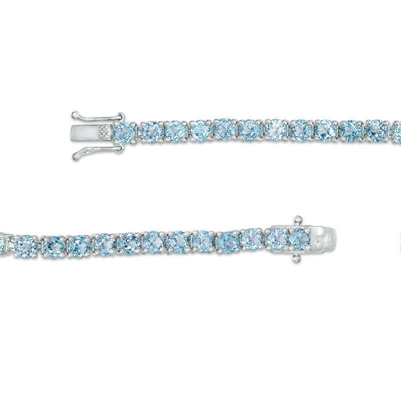 14K White Blue Topaz and Natural Diamond Tennis Bracelet | Christopher's  Fine Jewelry