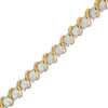 Thumbnail Image 1 of 1/10 CT. T.W. Diamond &quot;S&quot; Tennis Bracelet in Sterling Silver with 14K Gold Plate - 7.25&quot;