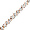 Thumbnail Image 1 of 1/4 CT. T.W. Diamond &quot;S&quot; Tennis Bracelet in Sterling Silver with 14K Rose Gold Plate - 7.25&quot;