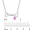 Thumbnail Image 2 of 4.0mm Heart-Shaped Simulated Birthstone Charm Dog Bone Necklace in Sterling Silver (1 Stone and Name)