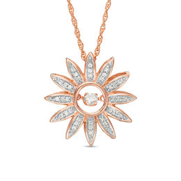 Lab-Created White Sapphire Sunflower Pendant in Sterling Silver with 14K Rose Gold Plate