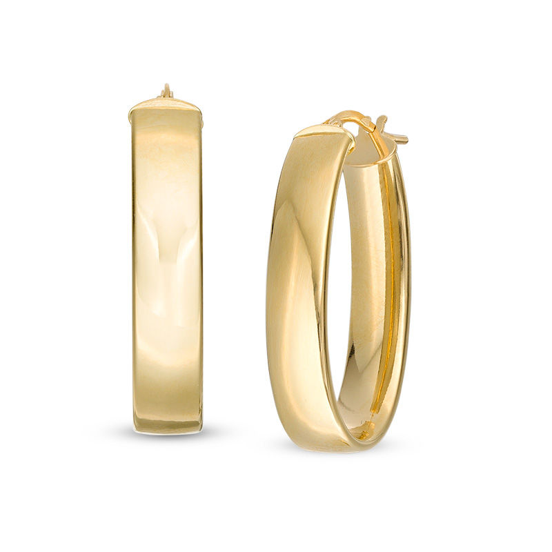 Main Image 1 of 30.0mm Oval Hoop Earrings in 10K Gold