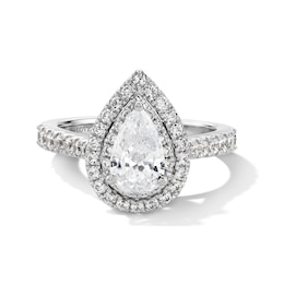 Vera Wang Love Collection 1-3/4 CT. T.W. Certified Pear-Shaped Diamond Frame Engagement Ring in 14K White Gold (I/SI2)