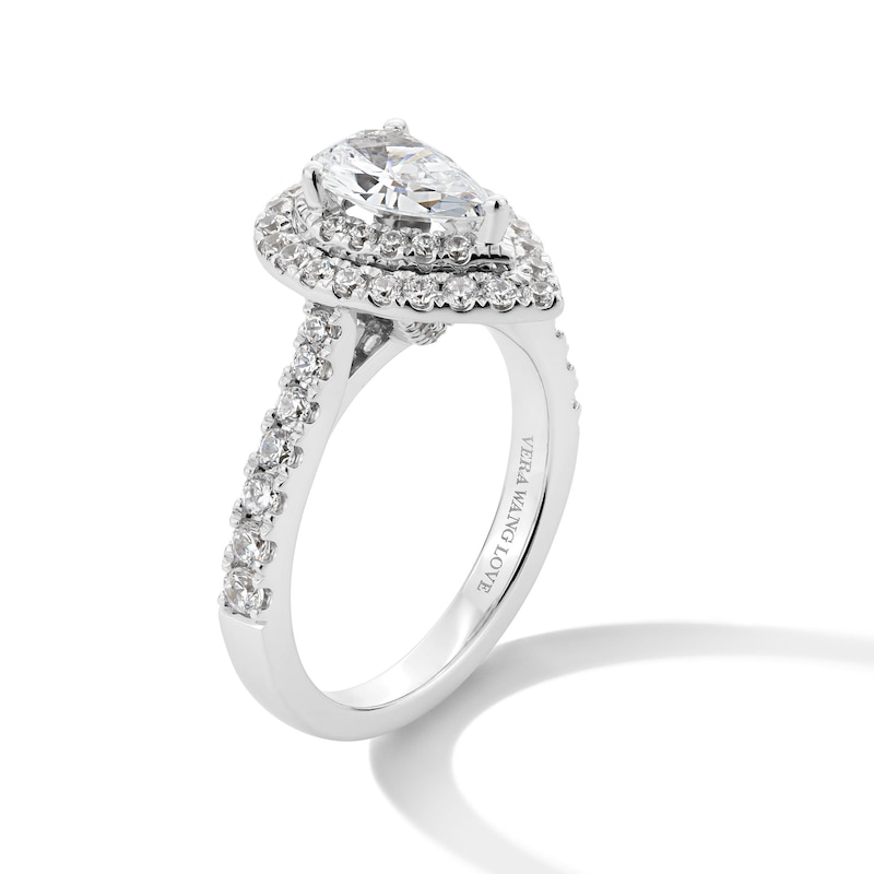 Main Image 3 of Vera Wang Love Collection 1-3/4 CT. T.W. Certified Pear-Shaped Diamond Frame Engagement Ring in 14K White Gold (I/SI2)