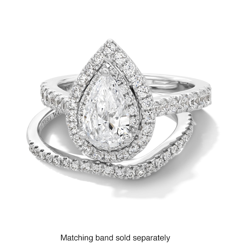 Main Image 4 of Vera Wang Love Collection 1-3/4 CT. T.W. Certified Pear-Shaped Diamond Frame Engagement Ring in 14K White Gold (I/SI2)