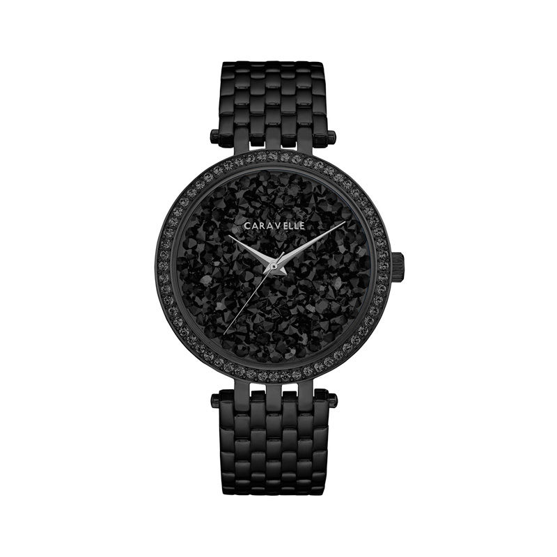 Main Image 1 of Ladies' Caravelle by Bulova Crystal Accent Black IP Watch (Model: 45L171)