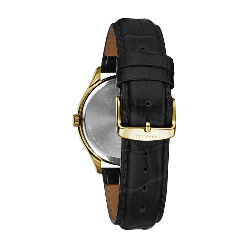 Main Image 2 of Men's Caravelle by Bulova Gold-Tone Strap Watch with Black Dial (Model: 44B118)