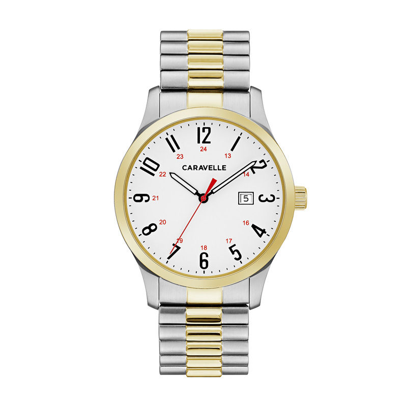 Main Image 1 of Men's Caravelle by Bulova Two-Tone Expansion Watch with White Dial (Model: 45B147)