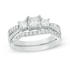 Thumbnail Image 1 of 3/4 CT. T.W. Princess-Cut Diamond Three Stone Bridal Set in 10K White Gold